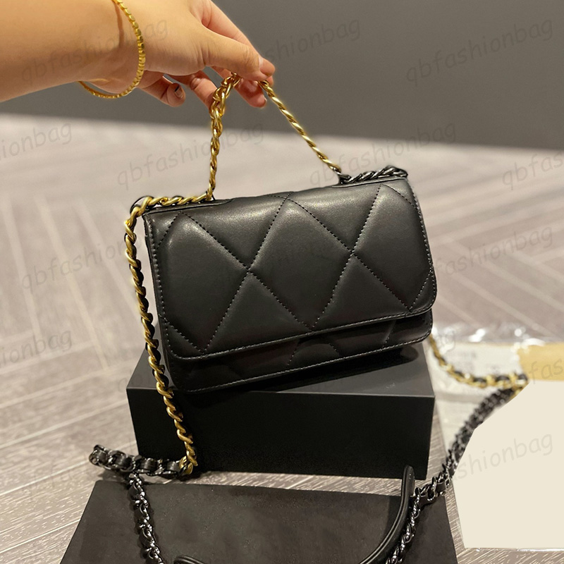 

F/W Iridescent Classic Mini Flap 19 Lambskin Bags Wallet Quilted Bracelet Chain Handle Totes Two-tone Crossbody Shoulder Pochette Card Holder Handbag 20X13CM, Box