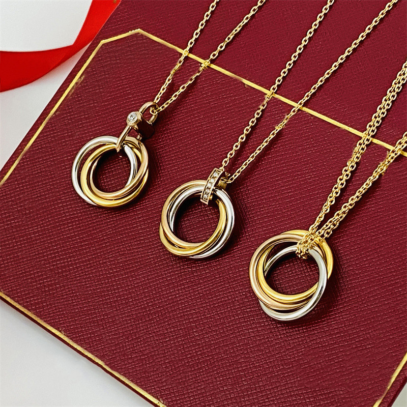 

heart necklace cuban link chain gold chain interlocking pendant designer luxury jewelry trichromatic ring women romantic lover party diamond pendants necklaces