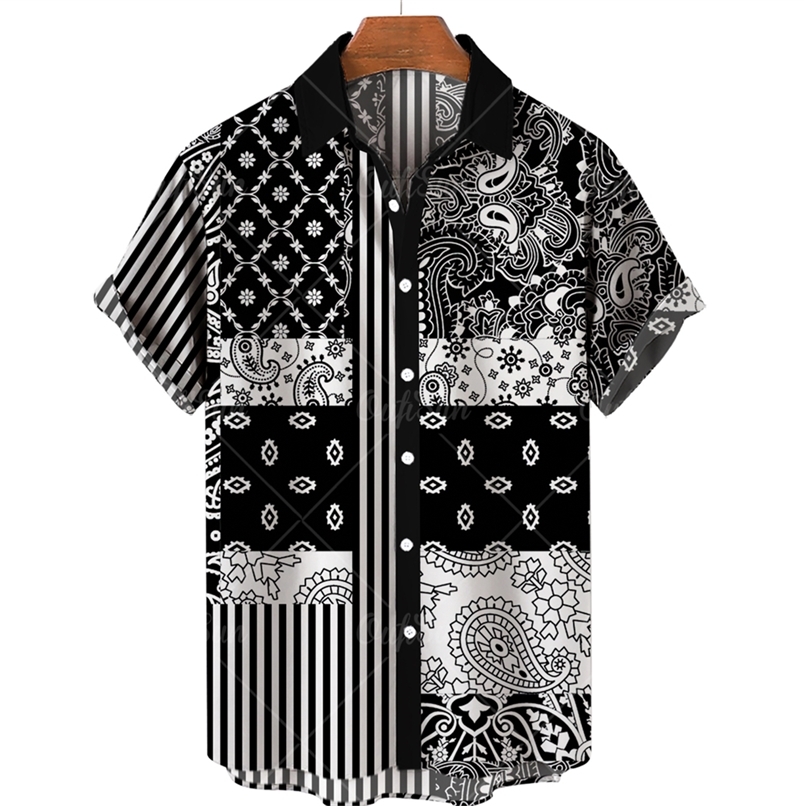

Men s Clothing 3D Hawaiian Shirt Fashion Cashew Flower Geometric Printed s Single breasted For Tops 220614, Zl-2747