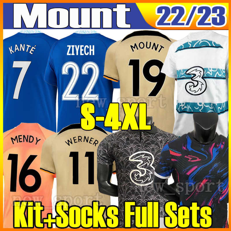 

S-4XL STERLING MOUNT 22 23 CFC soccer jerseys player champions limited-edition HAVERTZ KANTE WERNER PULISIC ZIYECH 2022 2023 Men kit socks, 22 23 home patch