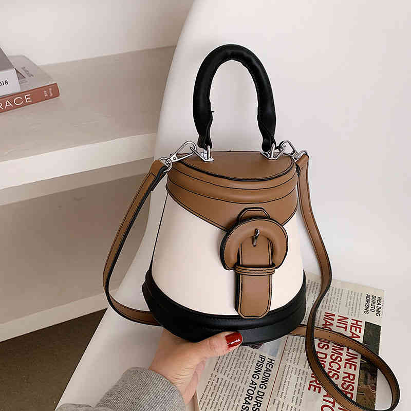 

Crossbody s for Women 2022 Summer Luxury Handbag Stitching Color Bucket Fashion Branded Design Messenger Shoulder Bag, Style 1 khaki