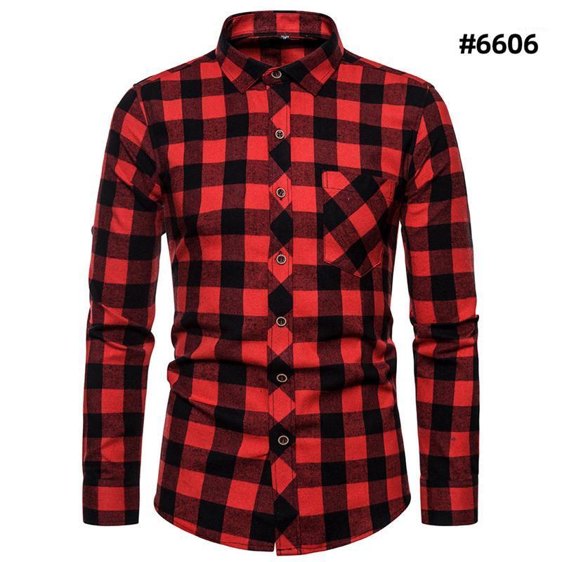 

Plaid Shirt 2022 Spring Autumn Black Red Men Shirts Long Sleeve Chemise Homme Cotton Male Check SIze 5XL Men's Casual, 6601