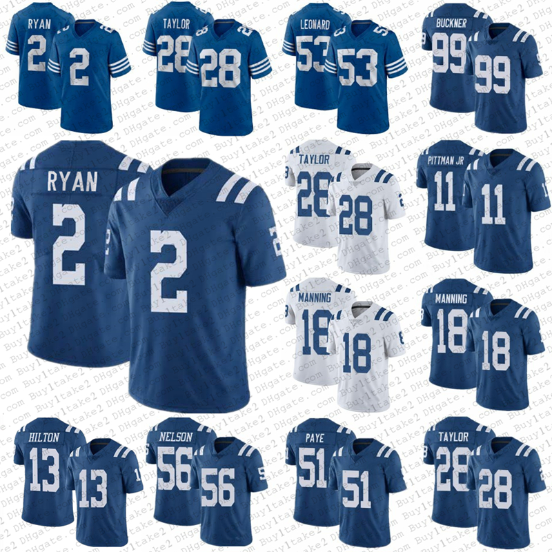 

Jersey Indianapolis''Colts''2 Matt Ryan 56 Quenton Nelson 28 Jonathan Taylor Football Peyton Manning T.Y. TY Hilton 53 Darius Leonard Shirt, Mens