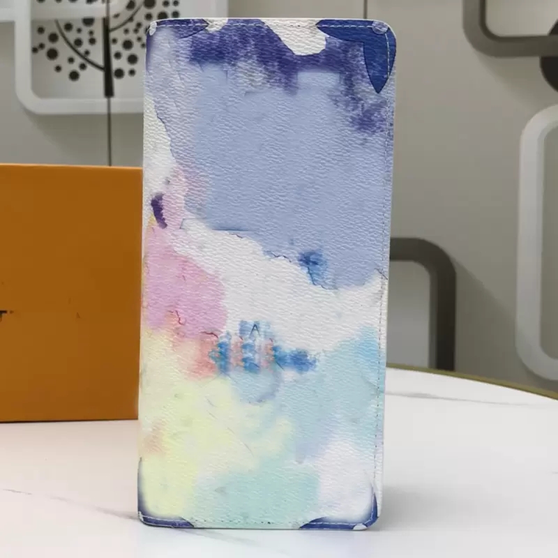 

Watercolor Wallet Genuine Leather Hand Bag Long Short Wallets Coin Purse Color Tie-dye Printed Pocket Organizer Card Holder Purses