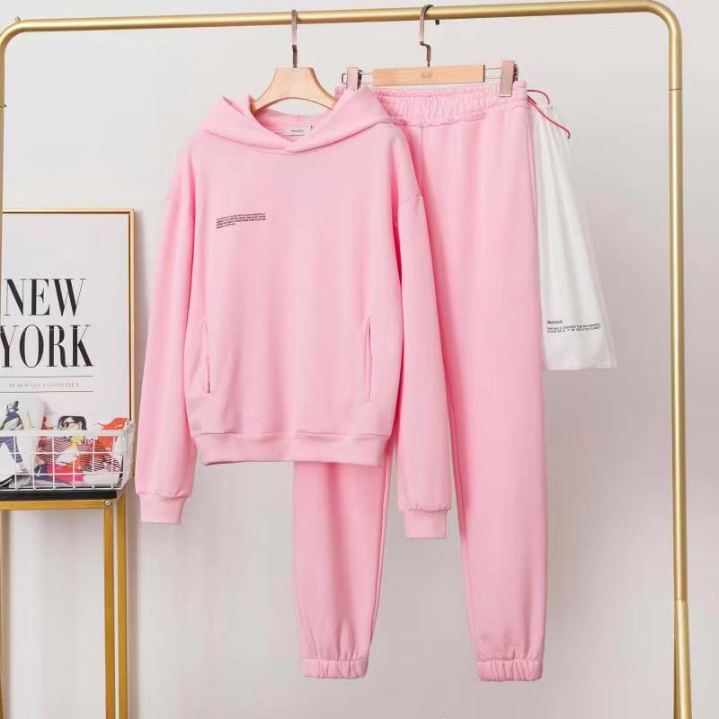 

couple Designer 2022Pure Cotton Thin Spring and Summer Fabric Hooded Sweatshirts Hoodies Track Pants Women Clothes Tracksuits Two Piece Sets, Black