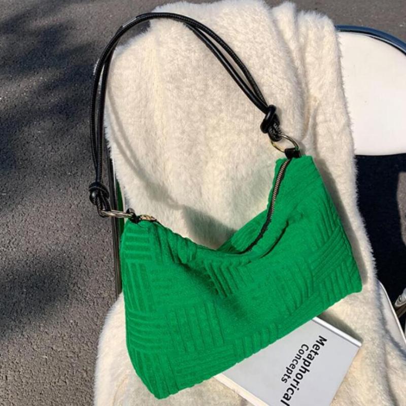 

Evening Bags Vintage Large Tote Bag Casual Armpit 2022 Winter High Quality Corduroy Women's Designer Handbag Green Shoulder, Orange