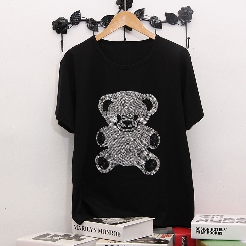 

DONAMOL Summer Korean of the Shortsleeved tshirt female loose fashion with s tee cotton Plus Size tops Y200412, Black