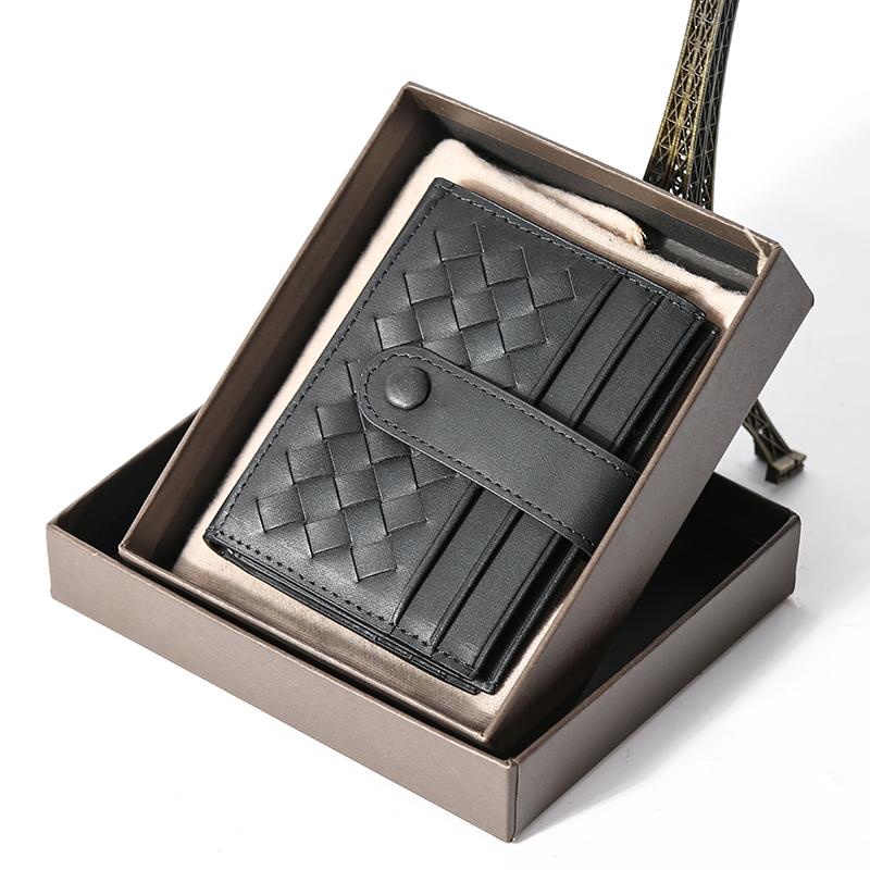 

Card Holders Sheepskin Woven Bag Women's Small Ultra-thin Multi Position Leather Bank Clip Large Capacity BagCard, Black