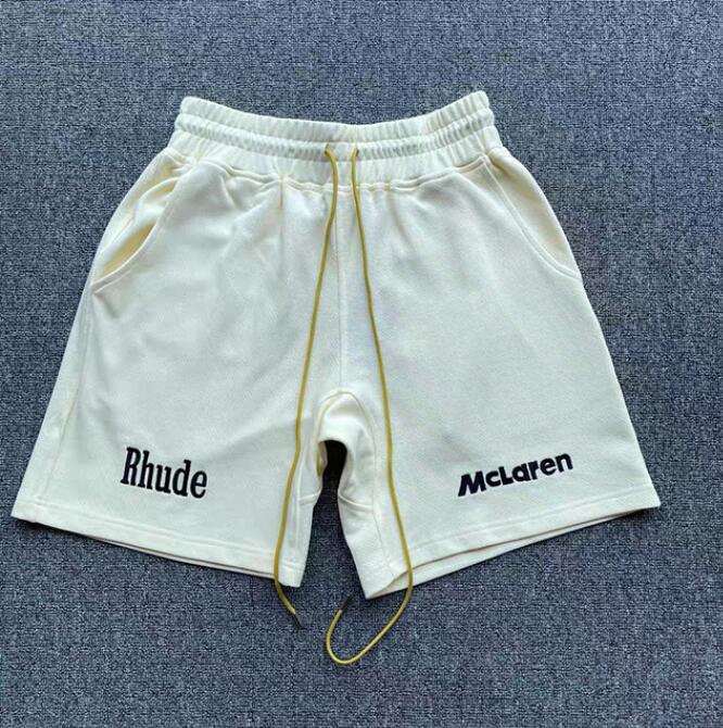 

2022SS Embroidery Apricot Drawstring Men Shorts Suit