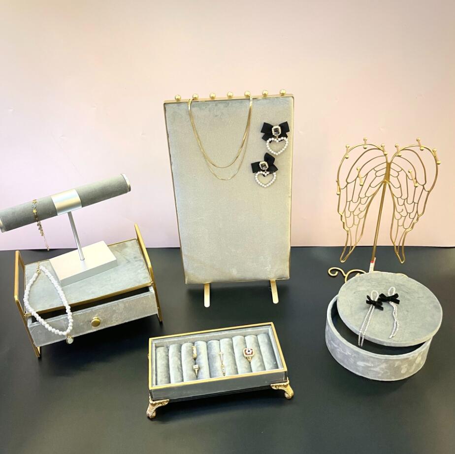 Metal jewelry rack Storage Holders earrings earrings necklace bracelet display racks props Ring Tray-image-756883335