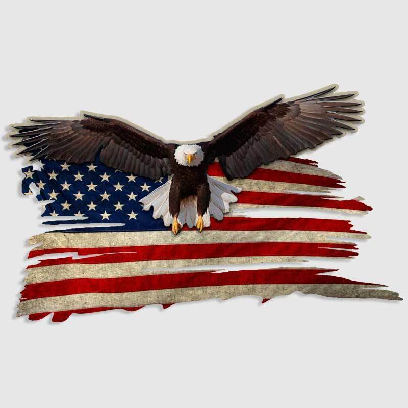 

Bald Eagle American Flag Decal Sticker Truck Window Gun Safe Cooler Yeti USA, More color