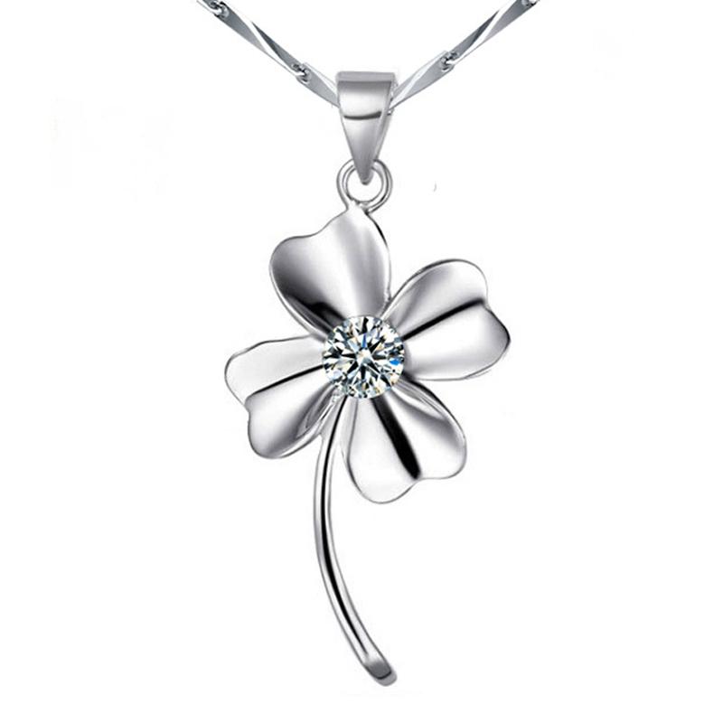 

Pendant Necklaces Utimtree Trendy Chokers Necklace Women Silver Color Four Leaves Clover Pendants For Wedding Party Jewelry Collar Mujer