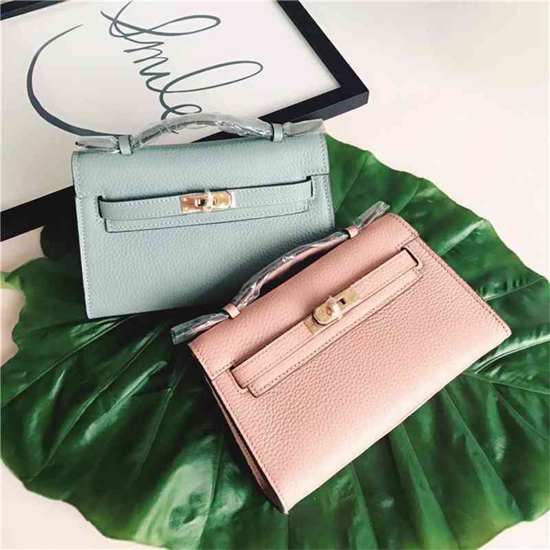 

Handbag Herme kelys Handbags Designer Fashion Popular Kelys Hand Head Layer Cattlehide One Shoulder Slant Across Women's Bag, Rose pink