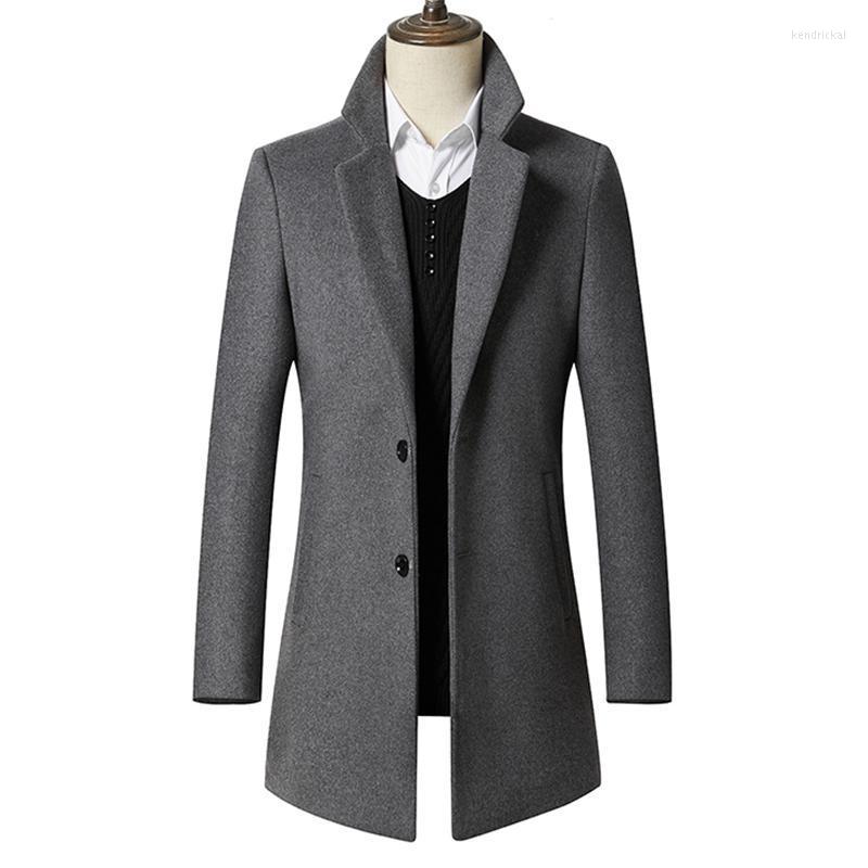 

Men's Wool & Blends Winter Windbreaker 2022 Coat Woolen Jacket Korean Version Of Long Lapel Business Blended Warmth Tops Mens Kend22, Black