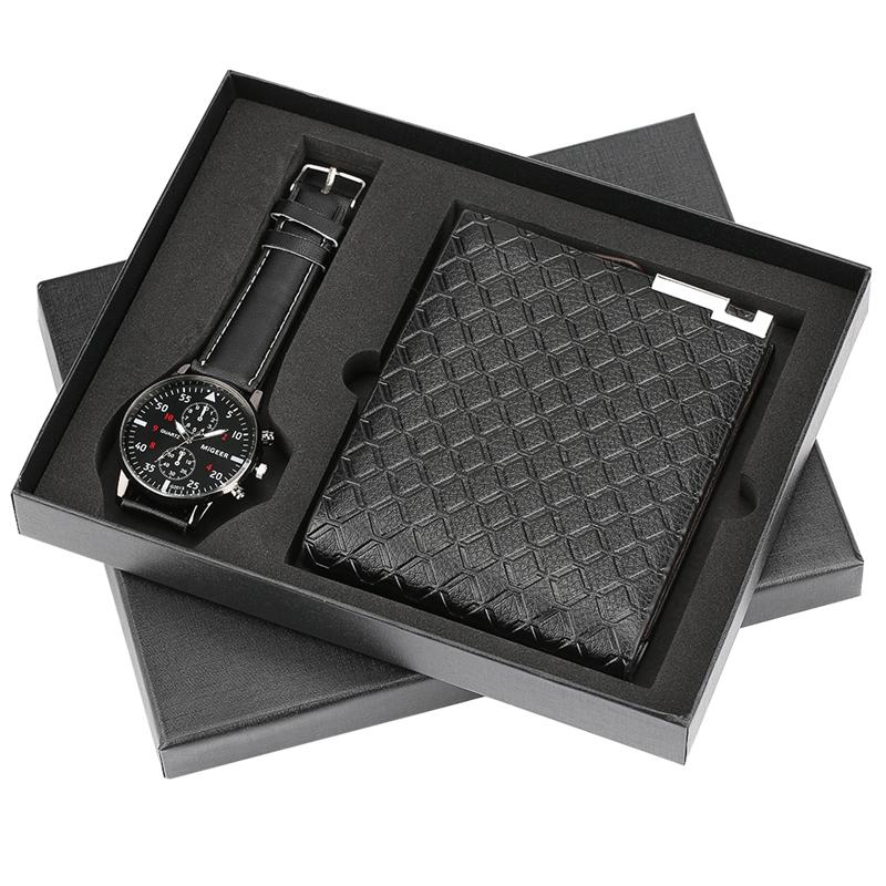 

Wristwatches Luxury Minimalist Mens Watches Quartz Wrist Watch Card Holder Wallet Men Gift Set For Dad Husband Boy Friend
