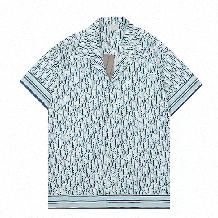 

dior Designer Shirts Mens Fashion Geometric print bowling shirt patchwork Floral Casual Men Slim Fit Short Sleeve Dress Shirt Variety