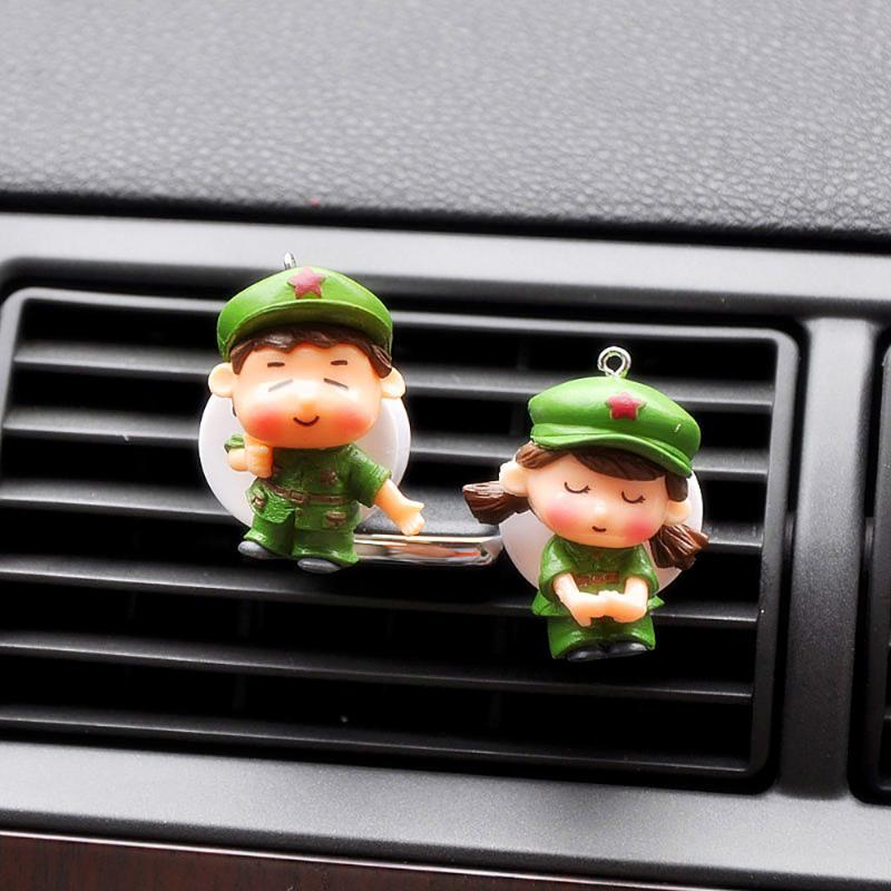 

Interior Decorations Air Freshener Cute Mini Couple Soldiers Doll Perfume Fragrance Vent Clip Car Ornaments Auto Decoration AccessoriesInter