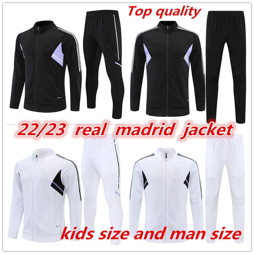 

REAL MADRIDs jacket Soccer Training Suit 22 23 Football adult Tracksuit Chandal Men Kids HAZARD BENZEMA MODRIC Survetement Long