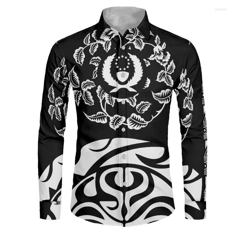 

Men' Dress Shirts Pohnpei Printed Plus Size Men Clothing Fashion Casual Fall Black Long Sleeve Shirt Custom Polynesian Samoa For MenMen' V, Ysfa1656f70