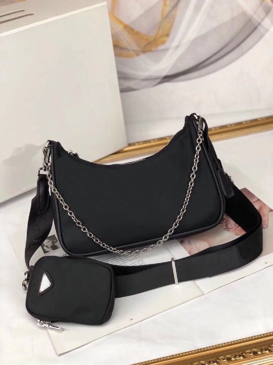 

designer bag High quality Fashion hobo women shoulder bags women's Chest pack One package for three uses lady Tote chains handbags purse messenger canvas, Black