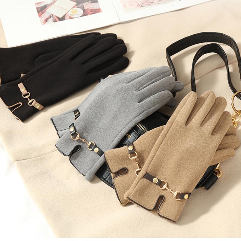 

Five Fingers Gloves Grace Fashion Lady Glove Mittens Women Winter Vintage Touch Screen Driving Keep Warm Windproof Dropshiping G056Five