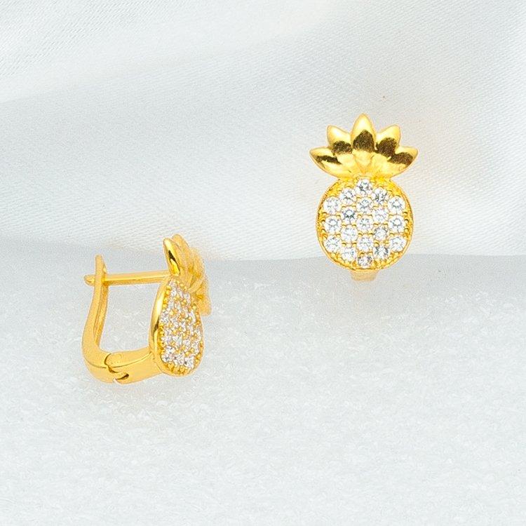 

Clip-on & Screw Back Leaf Yellow Gold Gemstone Je Earrings