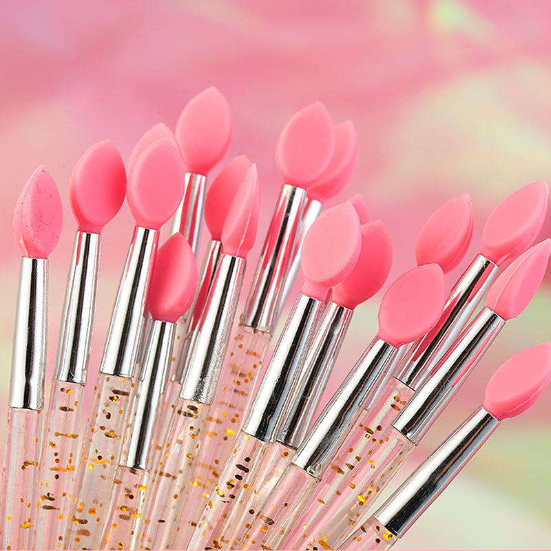 

10Pcs/lot Soft Silicone Head Eyeshadow Lip Applicator Brush Makeup Brushes With Crystal Handle Cosmetic Beauty Tools 8*0.7cm 121