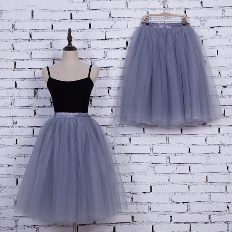 

5 Layers 65cm Fashion Tulle Skirt Pleated TUTU Skirts ita Petticoat Bridesmaids Midi Skirt Jupe Saias faldas Y200326, Coffee