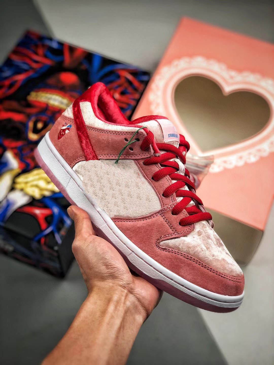 

Shoes Authentic StrangeLove Skateboards Valentine's Day Pink Red White Men Women Outdoor Sport Sneakers Original Size, 32