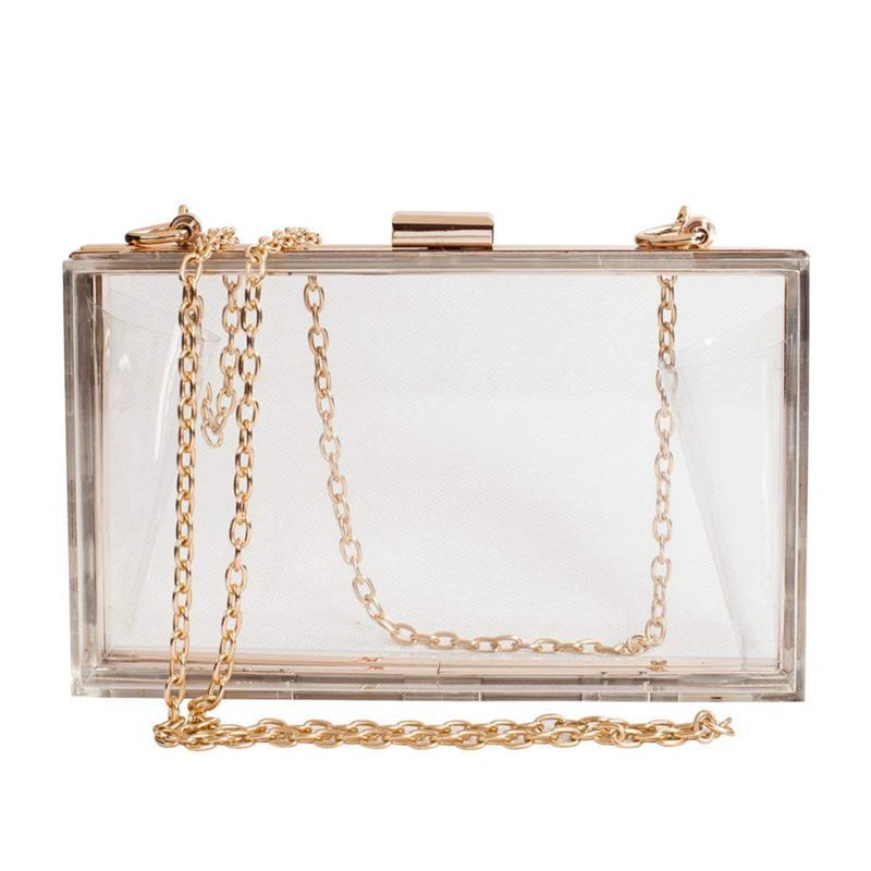 

Cross Body Women Cute Clear Acrylic Box Clutch Crossbody Purse Evening Bag, Transparent