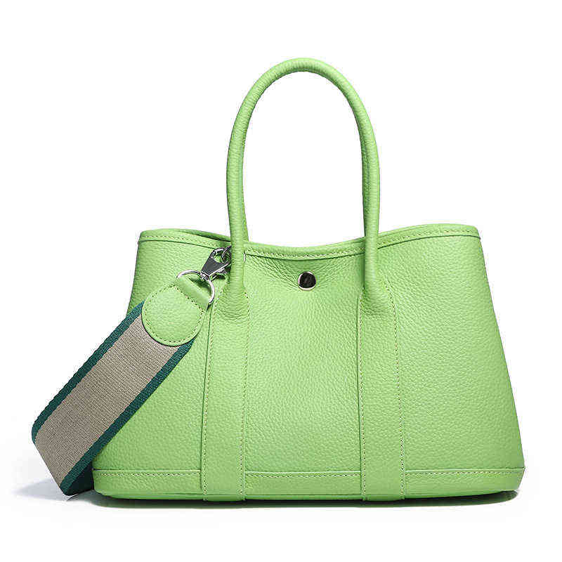 

Real Leather Party Garden Bag Lady Luxury Designer Handbags with Woven Wide Shoulder Strap Genuine Messenger, Lt blue