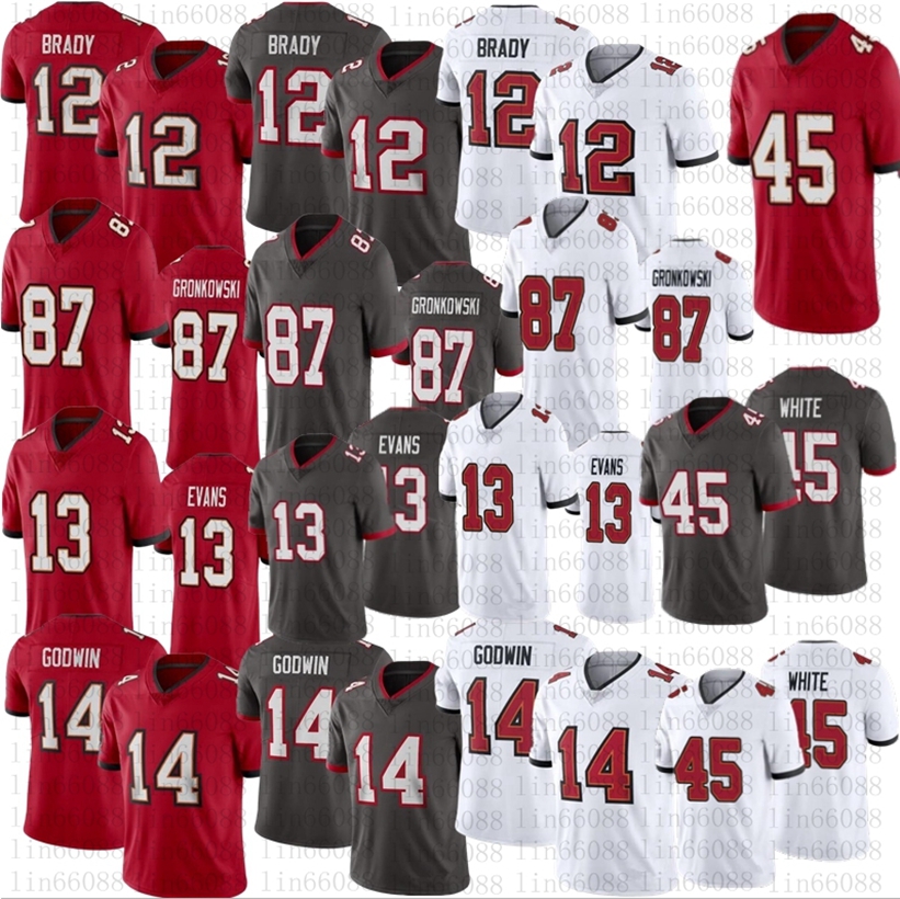 

Men women youth football 12 Tom Brady 87 Rob Gronkowski Evans Chris Godwin Devin White Jersey, As