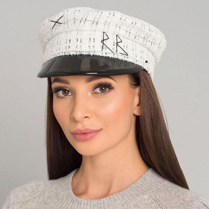

Visors Letter Sboy Caps Women Flat Militray Fashion Octagonal Hat Gorras Snapback Cap Female Casquette Beret British StyleVisors, White