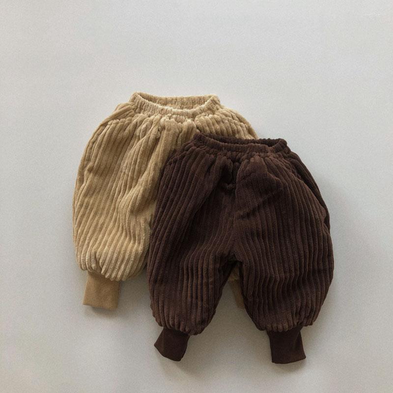 

Trousers Children's Padded Velvet 2022 Winter Boys And Girls A Thickening Warm Corduroy Baby Pants Clothes, Am0036 khaki