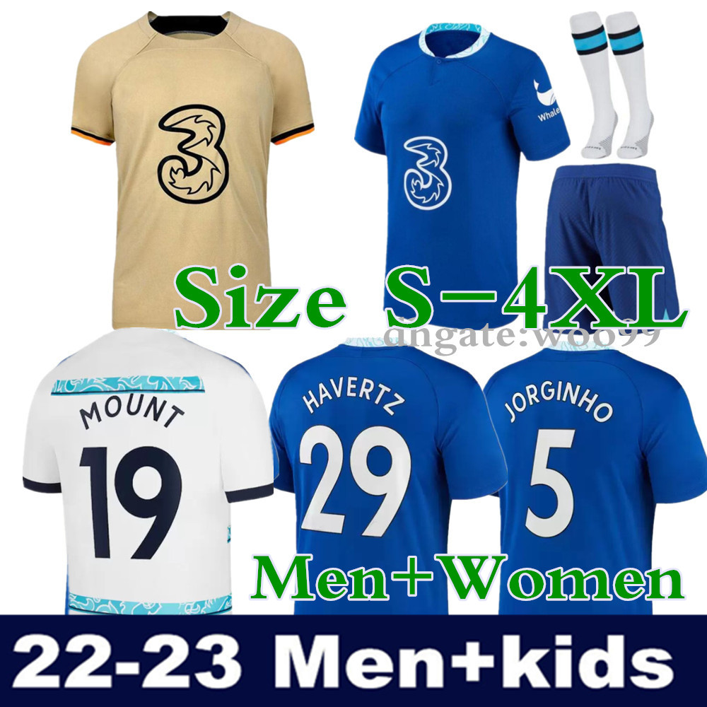 

22 23 LUKAKU soccer jersey PULISIC ZIYECH HAVERTZ KANTE WERNER ABRAHAM CHILWELL MOUNT JORGINHO 2022 2023 GIROUD Men women football shirt Size S, 22-23 kids