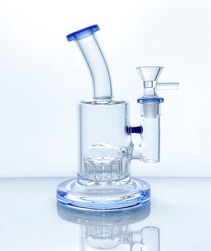 

New bong blue smoke borosilicate glass tube hookah bubbler multi tube tree branch rig 18mm connector