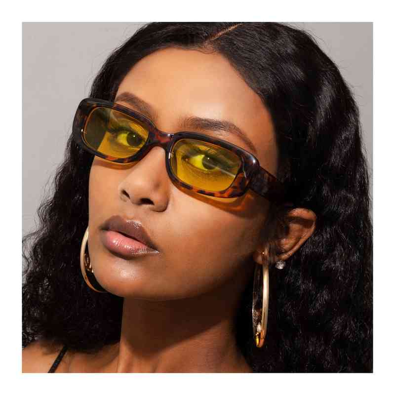 

Small Orders Wholesale 90s vintage style women small leopard print frame rectangle yellow tint sun glasses sunglasses