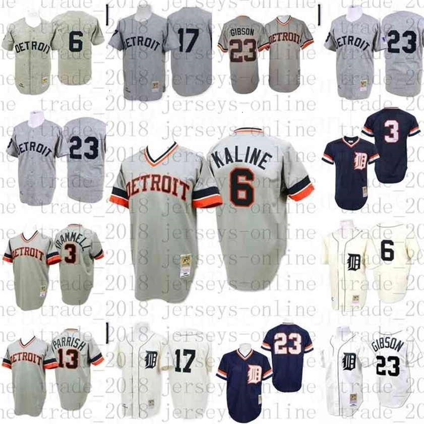 

Chen37 C202 cheap Detroit Men' Mitchell and Ness 6 Al Kaline Kirk Alan Trammell 17 Denny McLain Jack Morris Throwback Jersey, As picture