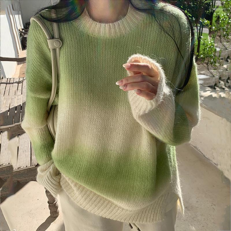 

Women's Sweaters Autumn Winter Loose Long Women Elegant Green Oversized Pullover Mohair Knitted Sweater Sueter Mujer 17936Women's Jemi22, Gray