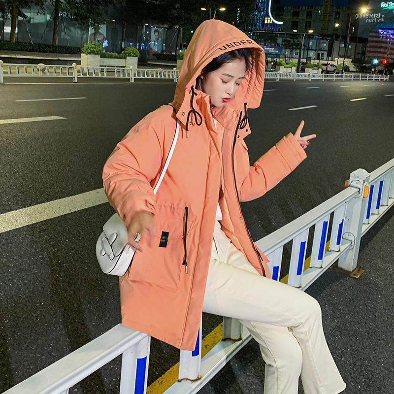 

Women's Down & Parkas 2022 Winter Mid-long Women Coat Casual Big Pockets Hooded Thicken Warm Jackets Snow Female Cotton Guin22, Black