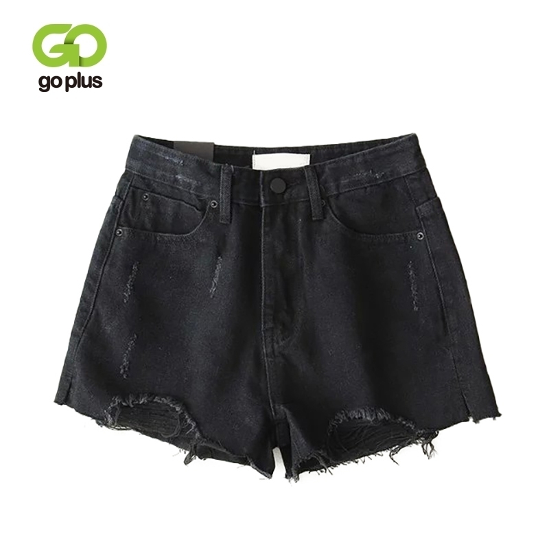 

GOPLUS Shorts Women Ripped Denim Shorts Jeans High Waist Fringe Black Straight Shorts Feminino Spodenki Damskie Ropa Mujer C9808 Y200822, Light blue