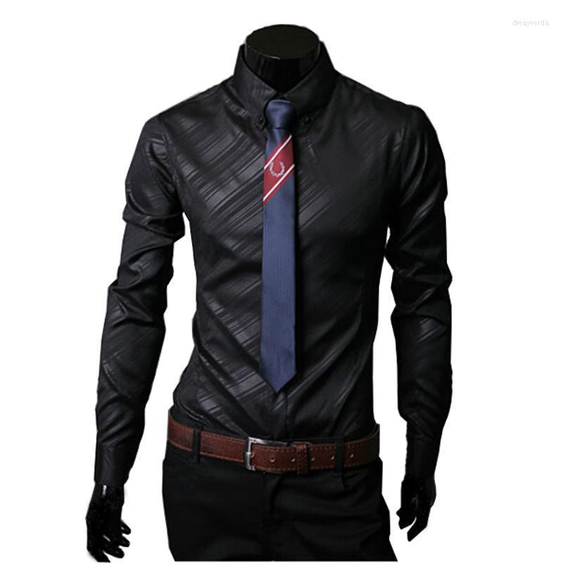 

Men's Dress Shirts High Quality Mens Designer Stripes Tops Casual Slim Long 14 Color Size -5XLMen's Dway22, Black 1