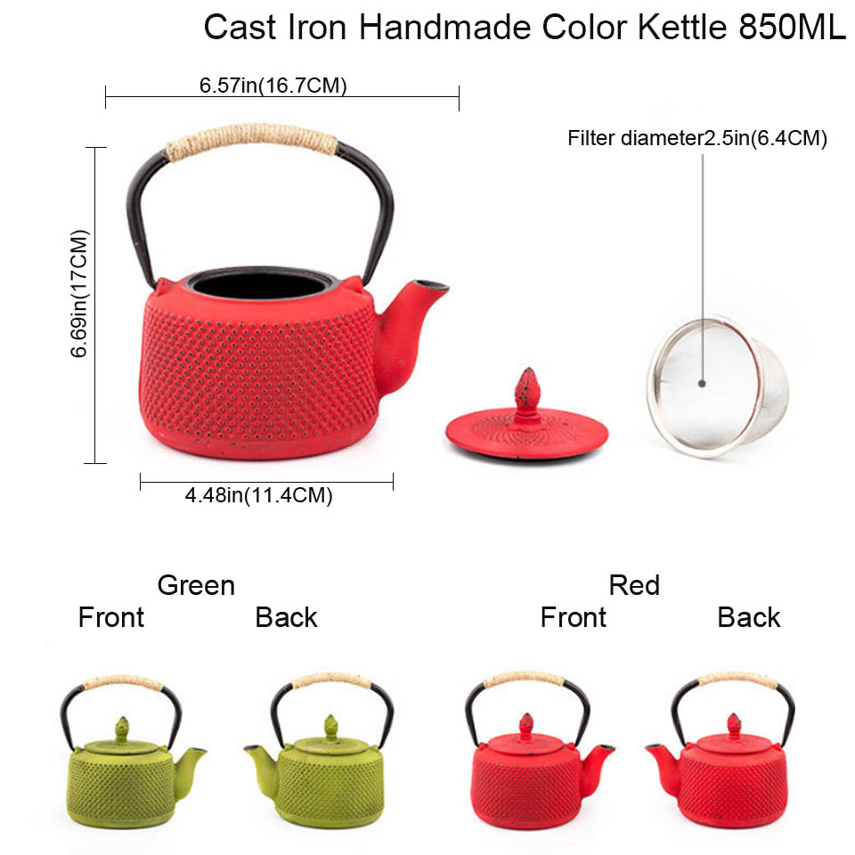 

Tea Pot Japanese Cast Iron Teapot With Infuser Filter Gas Stove jar Metal Red Lifting Kettle Kung Fu Tea Set 850ML