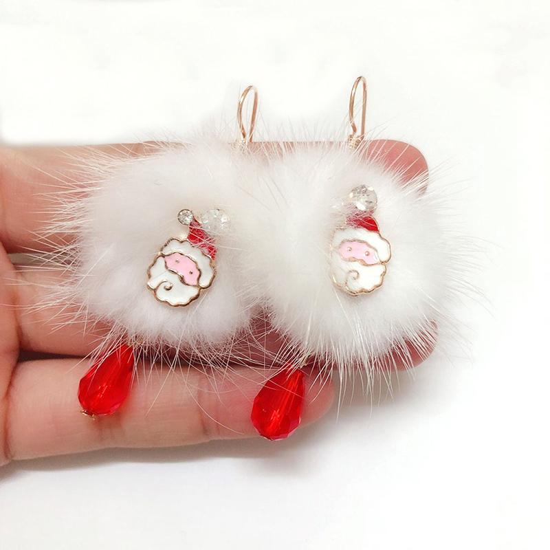 

Dangle & Chandelier Creative Santa Elk Cute White Wool Ball Red Crystal Pendant Women Earrings Female Christmas Gift Jewelry