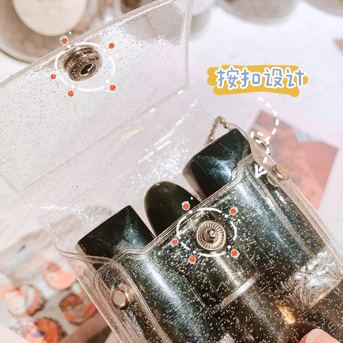 

Red Cosmetic Bag Travel Makeup Bags Organizer Makeup Pouch Clear Transparent Bag For Women Jelly Bag PVC Clear Wallet