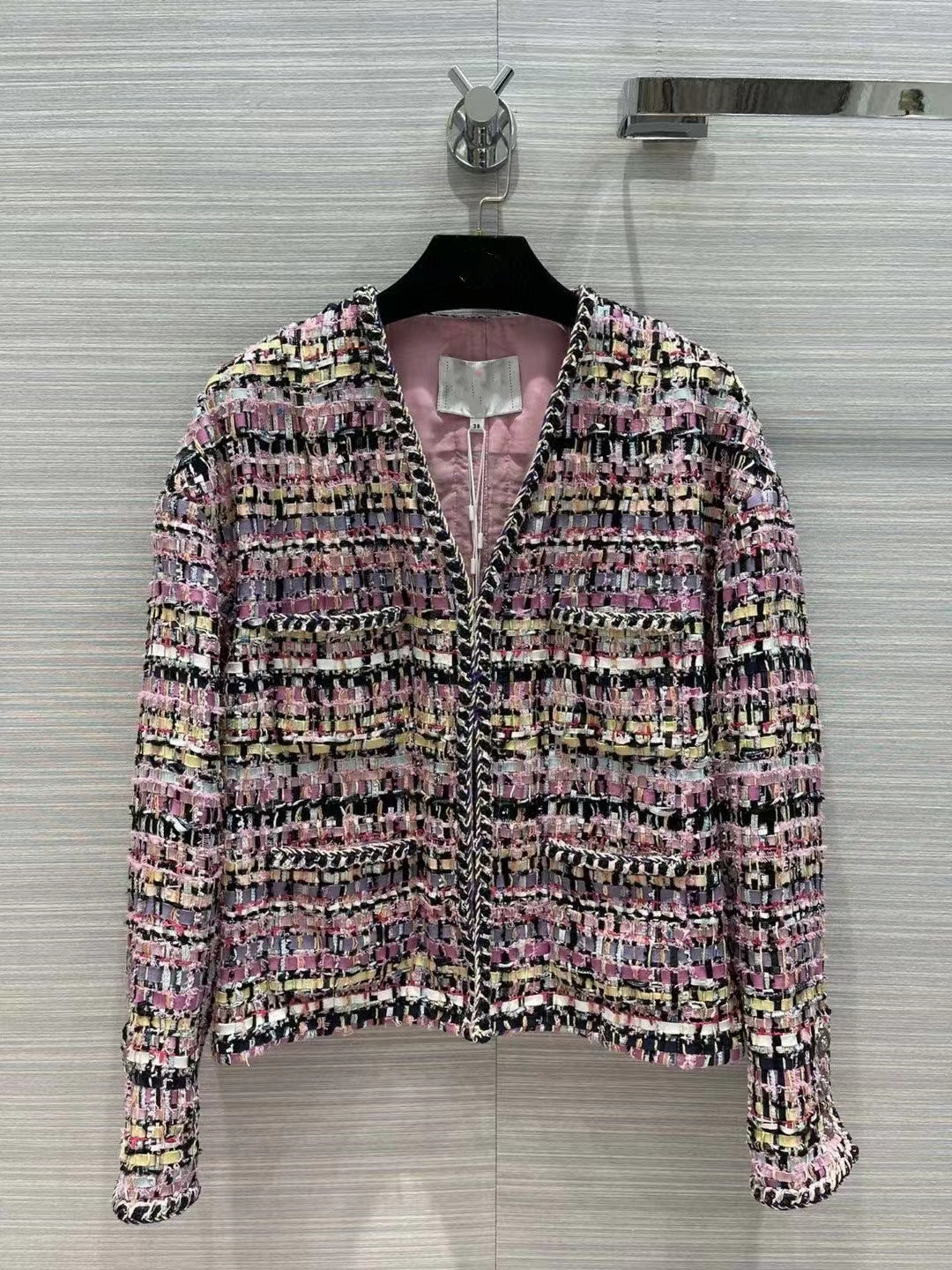 

Milan Runway Jackets 2022 Spring Summer V Neck Long Sleeve Women' Designer Coats Brand Same Style Outerwear 0430-1, Multi