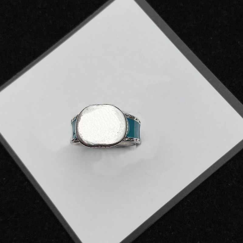 

Designer Ring For Women Men Love Rings Titanium Steel Classic Blue Enamel Jewelry For Lovers Engagement Rings Luxury Gift Letter