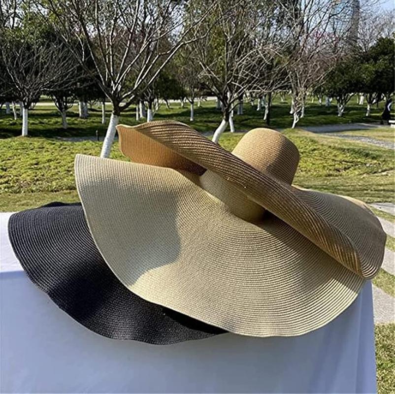 

Wide Brim Hats Woman Oversized Beach 70CM Expanded Diameter Large Straw Hat Cap Cover UV Protection Foldable Sun Shade CapsWide
