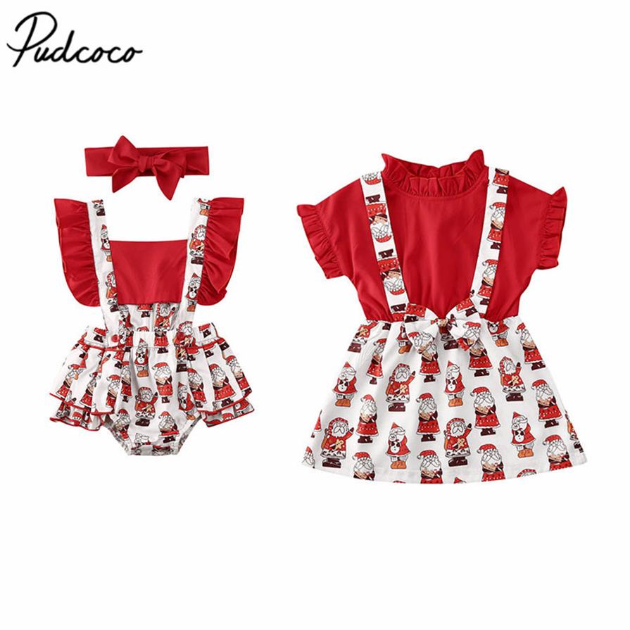 

Xmas Big Little Sister Matching Baby Girl Santa Romper Dress Christmas Outfit254s, As pic