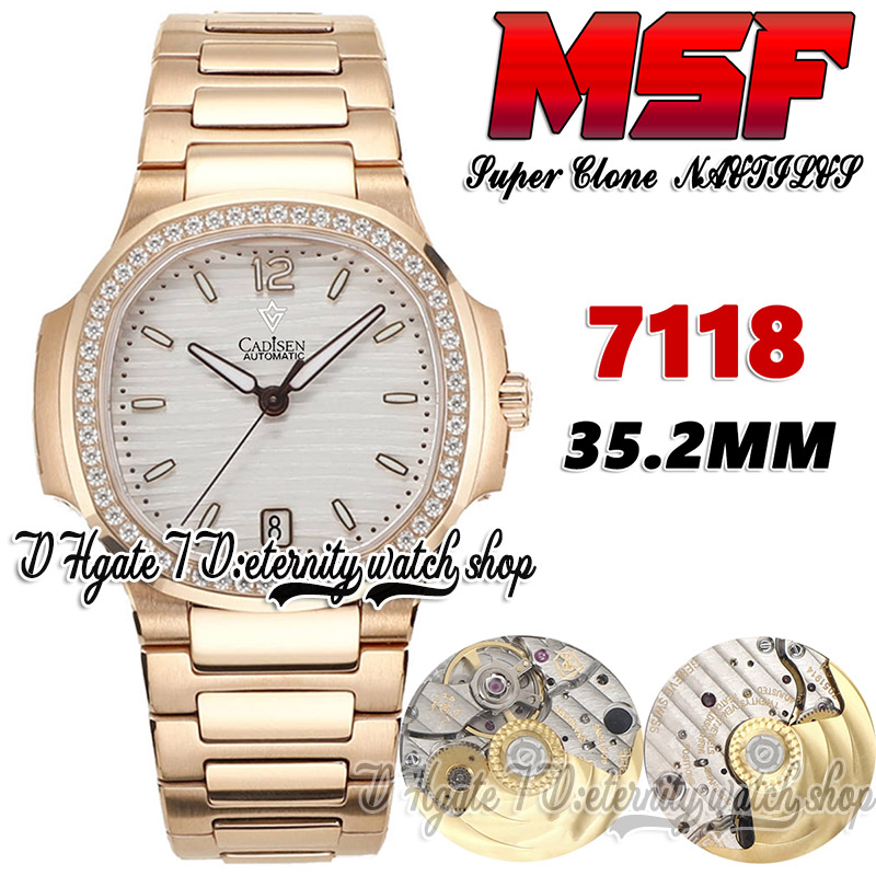 

MSF 7118-1200R-001 Cal.324SC ms324 Automatic Ladies Watch 35.2mm Silver Texture Dial Diamond Bezel Rose Gold Steel Bracelet Super Version eternity Womens Watches, Watch deep waterproof production cost